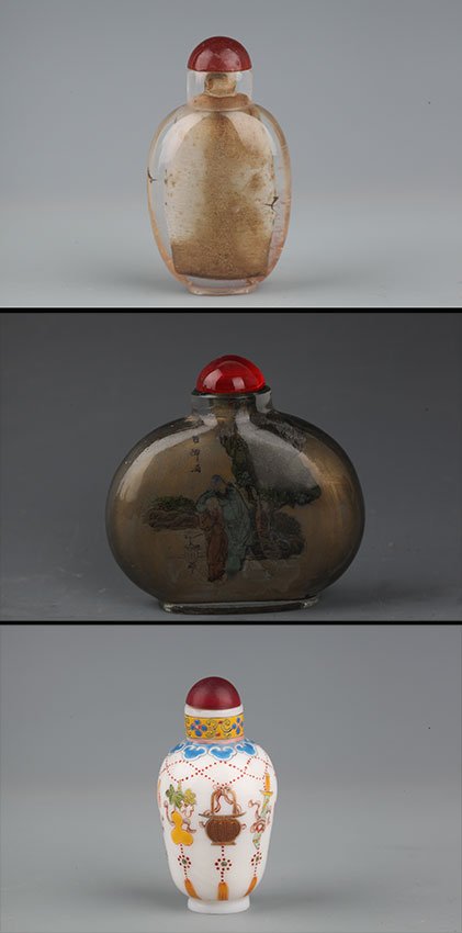 GROUP OF THREE SNUFF BOTTLE (1 of 8)