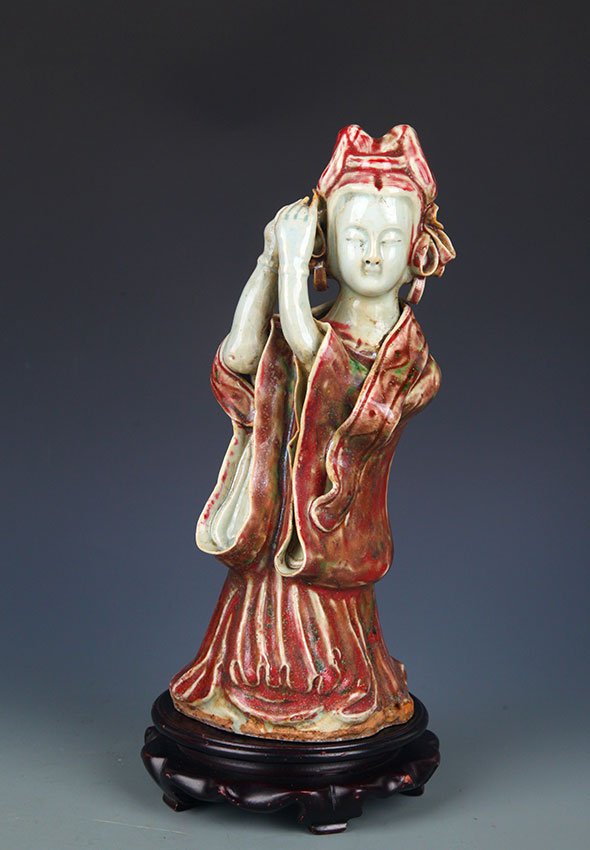 A GLAZE RED "YOU LI HONG" DIAO CHAN FIGURE (1 of 7)