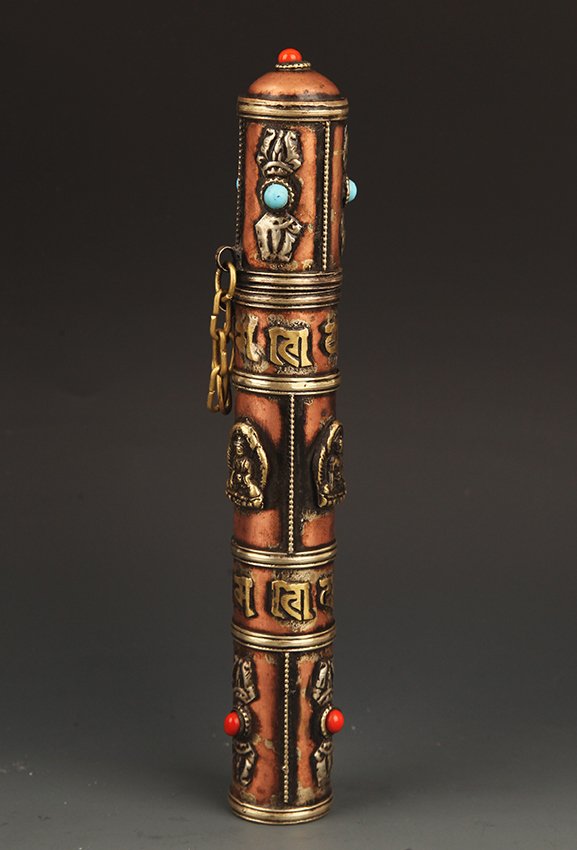 A FINE BRONZE TIBETAN INCENSE HOLDER (1 of 6)