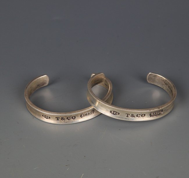 PAIR OF OLD SILVER PLATED BRACELETS (1 of 3)