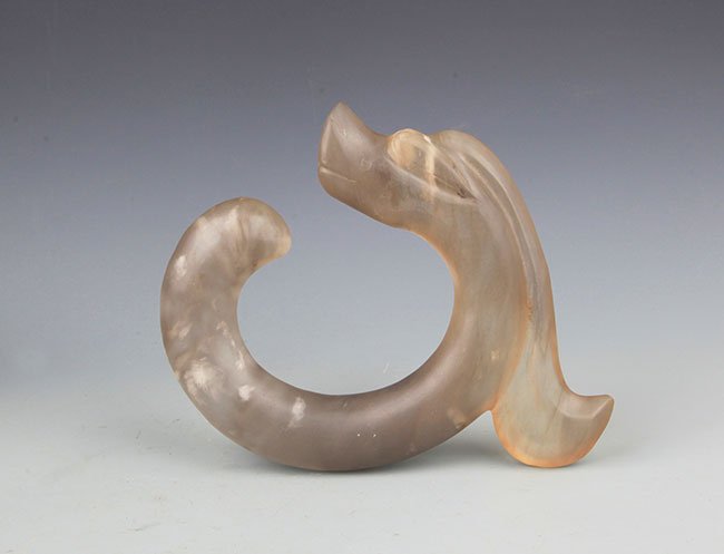 A OLD CRYSTAL DRAGON: Possible Han Dynasty, High: 7.75 inch x Width: 8.5 inch