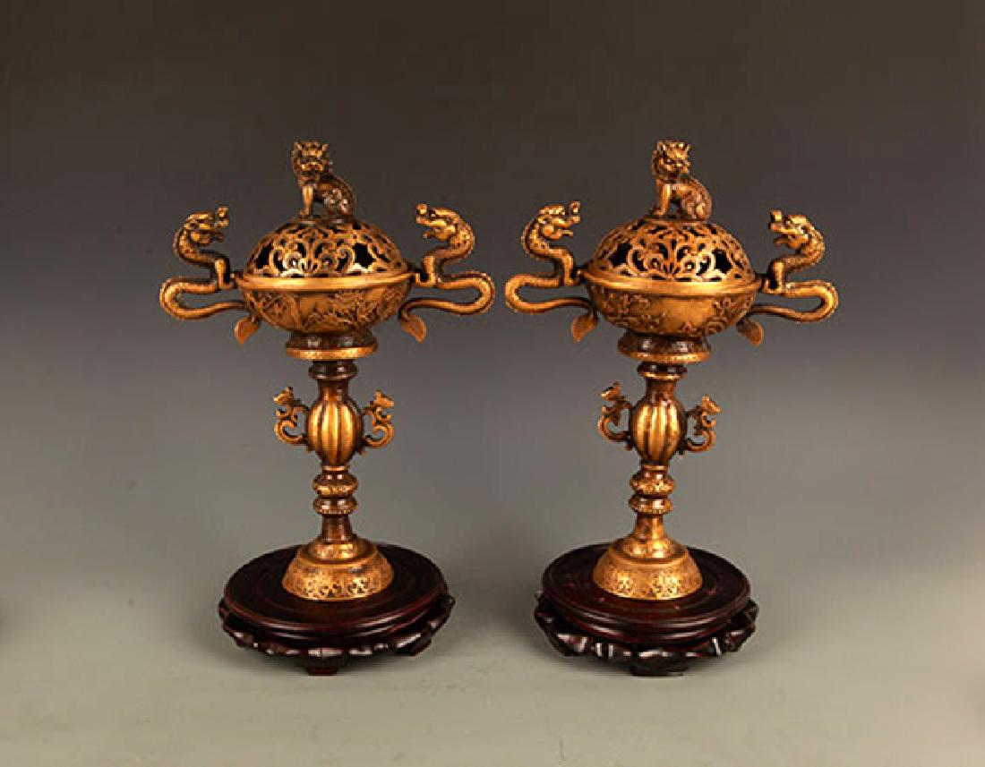PAIR OF TALL FOOT BRONZE AROMATHERAPY (1 of 8)