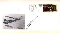 David Scott Autograph: commemorating the 100th NASA Flight, NASA Dryden Flight Center. This cover has a Edwards CA cancel dated Feb 12, 1976.