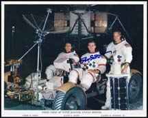 Dave Scott Autograph: Dave Scott Autograph on a color (8x10") NASA photograph (on Kodak paper) of the Apollo 15 crew with the LRV. From the personal collection of and signed by Astronaut David Scott. Aurora COA included.
