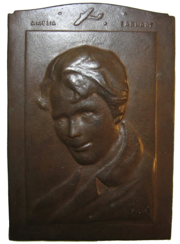 Amelia Earhart Commemorative Bronze Plaque