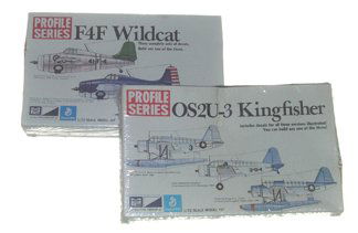Profile 1960's F4FWildcat and OS2U-3 Kingfisher P: Profile 1960's F4FWildcat and OS2U-3 Kingfisher Plastic Model Kit Manufacturer: Profile (US Associate of Airfix) Name of Model: F4F Wildcat and OS2U-3 Kingfisher Kit #: 2-1106-100 and 2- 1112-100 Type