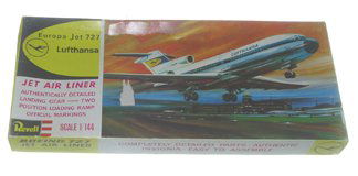 Revell 1960s Europa Jet 727 Lufthansa 1:144 Plast: Revell 1960s Europa Jet 727 Lufthansa 1:144 Plastic Model Kit Manufacturer: Revell (W. Germany) Name of Model: Europa Jet 727 Lufthansa Kit #: 1/144 Type of Box: Wrapped Date of Model: 60's Condition