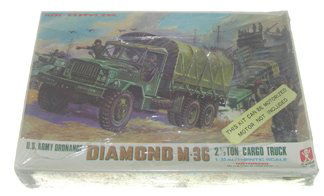 Bandai 1960's Diamond M-36 21/2 Ton Cargo Truck P: Bandai 1960's Diamond M-36 21/2 Ton Cargo Truck Plastic Model Kit Manufacturer: Bandai (Japan) Name of Model: Diamond M-36 21/2 Ton Cargo Truck Kit #: 6421 Type of Box: Wrapped Date of Model: 1960's C