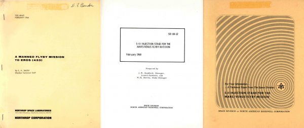 2 NASA Reports Saturn Rockets & Planet Visits: (20pp., soft cover, stapled) "The use of multiple Saturn launches is being considered as a means of placing into earth orbit the system elements required for spacecraft planetary injection. The S-II i