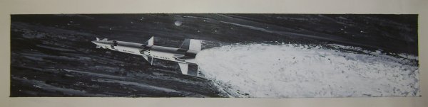 McDonnell Douglas Art, Spartan Missile: (20 x 5.50") This original artwork shows the missile in flight in its launch configuration. Very good condition.