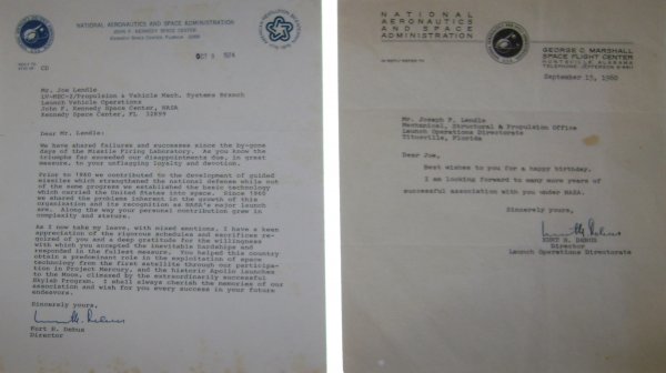 2 NASA JFK Center Director Kurt Debus Autographs: A letter dated September 15, 1960 addressed to Joseph Lendle on NASA George C. Marshall Space Flight Center letterhead signed in blue ink by Kurt H. Debus, who was then the Director of Launch Operatio