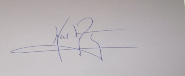 Apollo 11 Astronaut Neil Armstrong Autograph: in blue ink on an index card (3 x 5"). Excellent condition.