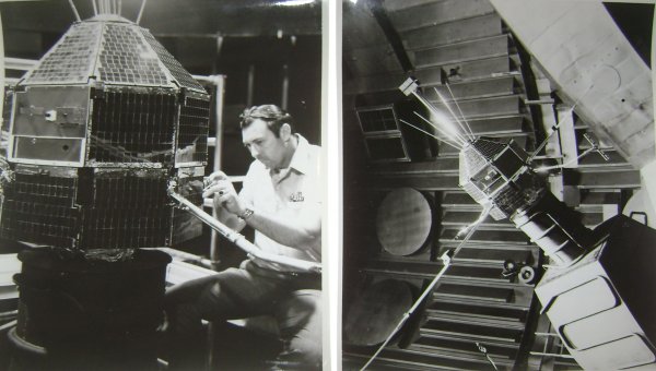 Lot of 7 Satellite NASA #'d Photographs: including 1 official NASA black and white publicity photograph (8 x 10") # 71-H-768 of San Marco Satellite and four-stage Scout rocket, 1 official NASA black and white publicity photograph (8 x 10") #