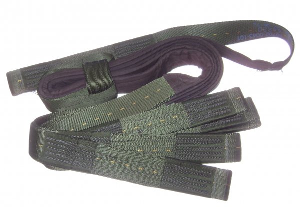 Space Shuttle Main Parachute Lanyard: (82 x 1.75") P/N 10702-0043-101, S/N 64220, DOM 02-06-92. Excellent condition.