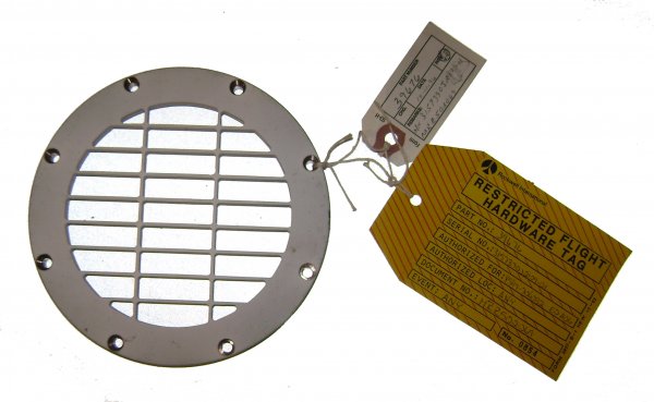 Space Shuttle Flight Hardware with Rockwell Tag: (5.75") diameter with a "Rockwell International Restricted Flight Hardware Tag No. 0854, Part No. 39676, Serial No. 3157390J2109-01.