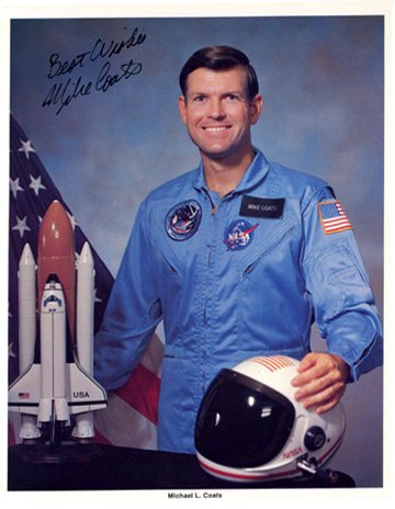 STS 39 Michael Coats Autograph: on a NASA color lithograph (8 x 10") of the astronaut. Coats inscribed in black pen "Best wishes, Michael Coats". Very good condition.