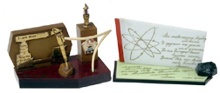 Soyuz 15 Presentation Awards Given to Lev Demin: Lot of two different presentation awards given Demin by "Coal Miners" One of the awards is a green, red and white lucite award (7x4") with a piece of coal on the base. The award is inscribed: "To pilo