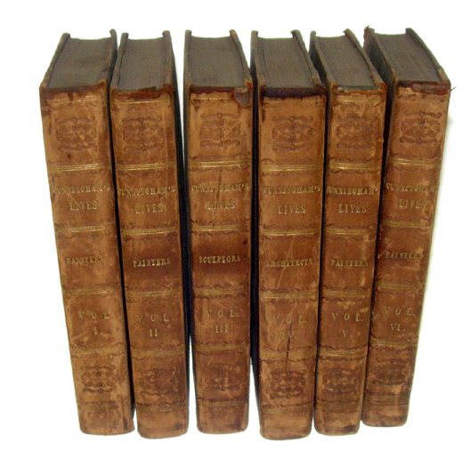 1829 Most Eminent British Painters Sculptors 6 Vo: London: 1830, printed by John Murray. SECOND EDITION, 6 Volume set COMPLETE (although volume 1 indicates it is one of three volumes, as it typical of this printing). Half-Leather, 16mo - over 5¾" - 6