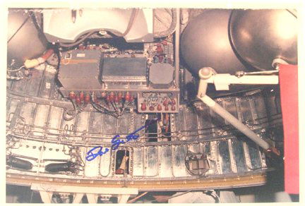 1966, NASA Gemini Astronaut David Scott Autograph: on an official NASA color publicity photograph (8 x 10") printed on Kodak paper of the Gemini GT-8 adapter section before curtain installation. Number 104-KSC-66C-1728. Scott signed in blue Sharpie. E