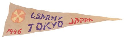 1946 US 8th Army "Occupation of Japan" Pennant: On September 2, 1945 , representatives of the Japanese government and the Allied powers gathered aboard the U.S.S. Missouri anchored in Tokyo Bay to sign an instrument of surrender which in effect, fo