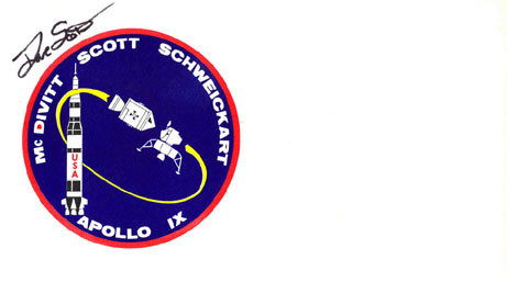 Apollo Astronaut David Scott Autograph on an uncan: Apollo Astronaut David Scott Autograph on an uncancelled Apollo IX cover with a mission patch cachet. Attractive. Ex: The Dave Scott Collection.