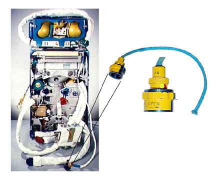Apollo 15 Flown Portable Life Support System Cord: Apollo Flown Portable Life Support System Cord Used by David Scott on the Lunar Surface. Actual cable used by Dave Scott to connect his space suit to his Personal Life Support System (PLSS) during his