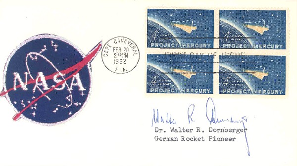 Rocket Pioneer Walter R. Dornberger Autograph: on Gemini 3 NASA official Red # S-66-45764 color photograph of TEXAS-Mexico Gulf Coast from Corpus Christi Bay south to Laguna Madreon Kodak paper. Dornberger was a German Army artillery officer whose