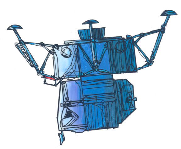 1960's Original NASA Animation Cel Apollo LM: (4 x 3") This detailed piece of art is an animation cel hand drawn by NASA artists during the Apollo era for use by the networks during televised coverage of the Apollo space flights to portray animat
