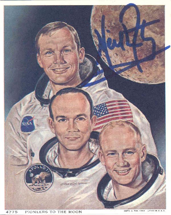 Apollo 11 Astronaut Neil Armstrong Autograph: on a (5 x 4") card. Armstrong signed in blue Sharpie. Excellent condition.