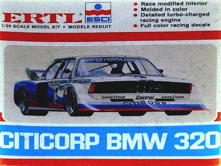 ESCI ERTL Citicorp BMW 320 1/24 Scale Model Kit: 1980's ERTL ESCI Citicorp BMW 320 1/24th scale kit. # 8261 The instructions and parts are in unopened original plastic bags.