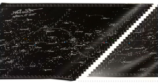 Apollo 15 David Scott Autograph on a Navigational: (16x8") Star chart with a CSM Transearth coast. Autographed by David Scott in silver Sharpie. Excellent condition. Ex: the David Scott collection.