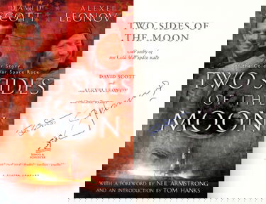 Apollo 15 David Scott and Alexei Leonov Autographs: On the title page of their 2004 book "Two Sides of the Moon - Our Story of the Cold War Space Race" (415pp., hard cover with dust jacket). "In this unique duel autobiography, astronaut Scott and cosmo