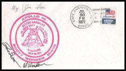 Apollo 15 David Scott Autograph: (11 x 14", matted to 16 x 20") on a black and white photograph of the Apollo XV Lunar landing site. Very good condition. From the personal collection of Astronaut David Scott. Ex the David Scott Colle