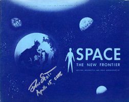 Apollo 15 David Scott Autograph: on the front cover of "Space the New Frontier" (48pp., stapled). Scott has signed in silver Sharpie. Very good condition. Ex: the David Scott collection.