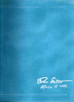 Apollo 15 David Scott Autograph: on the front cover of a binder containing nineteen black and white (8 x 10") photographs of clouds as seen from orbiting satellites. Scott has signed in silver Sharpie. Good condition. Ex: the David S