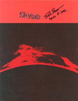 Apollo 15 David Scott Autograph: on a Skylab fold-out brochure. The brochure shows the various components of the Skylab spacecraft. Scott has signed in black Sharpie. Very good condition. Ex: the David Scott collection.