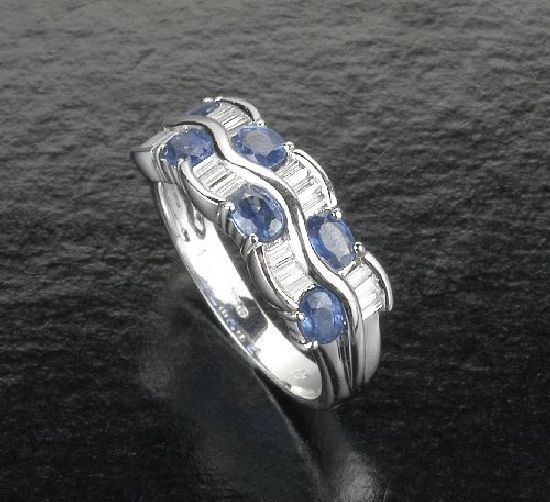 A contemporary18 carat white gold sapphire and di