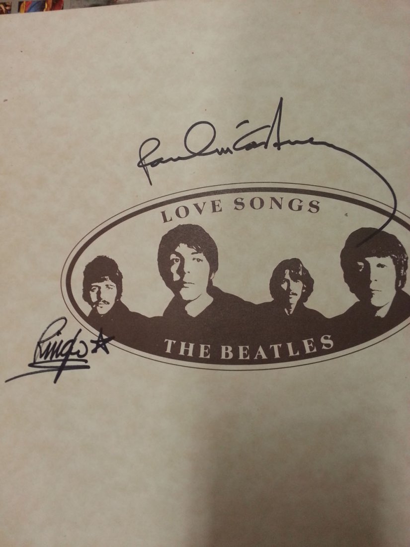 PAUL MCCARTNEY & RINGO STARR SIGNED BEATLES INSERT-LOA!