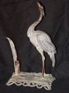 Antique Bronze Pen Holder: Antique Bronze Pen Holder w/ Pelican sculpture. 9"H x 5"W.