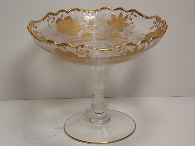 Cambridge 'minerva' Gold Encrusted Crystal Compote