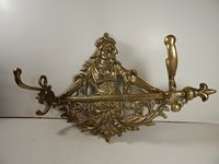 Antique Brass Colonial Coat Rack: Antique Brass Colonial Coat Rack. 17" x 11".