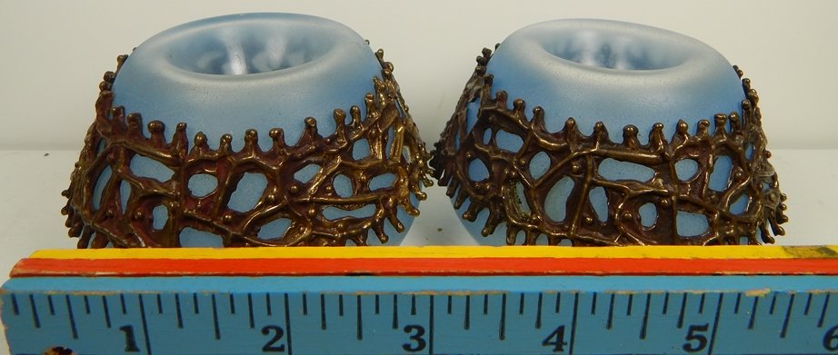 (2) MID CENTURY BLOWN GLASS CANDLE HOLDERS - 2