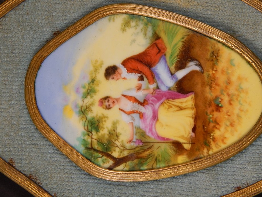 ANTIQUE PAINTED PORCELAIN DRESSING MIRROR - 2