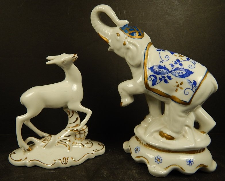 (2) ROYAL DUX DOE AND ROYAL COLLECTION ELEPHANT: 4" X 4" , 6" X 6"