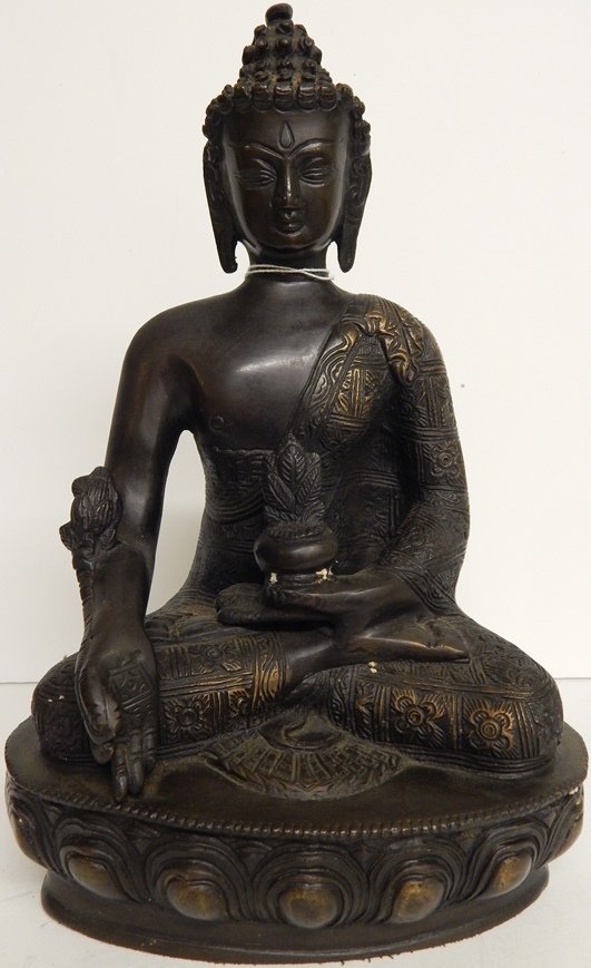 ANTIQUE THAI BRONZE BUDDHA SCULPTURE: 28 X 18 CM