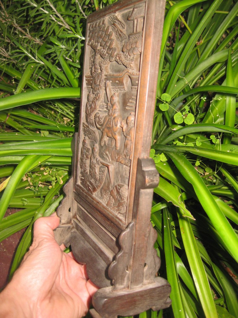 Chinese Wooden board table screen carving, Qing dynasty - 5