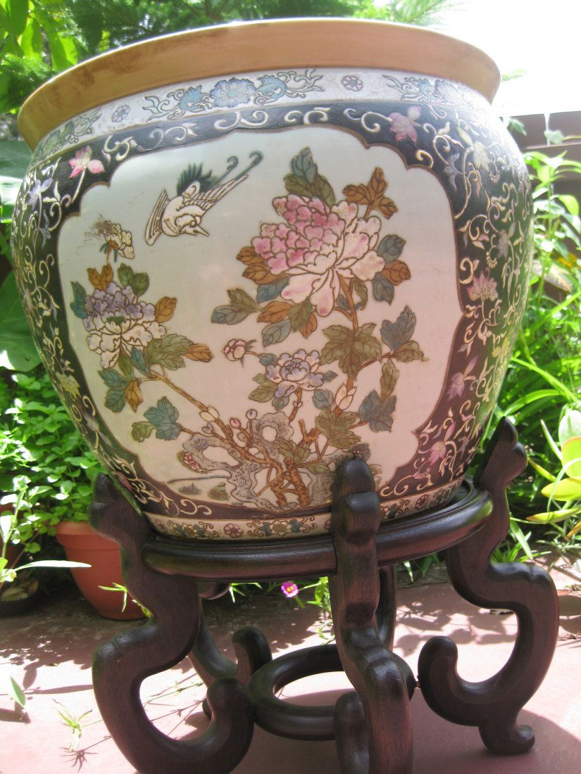 Chinese Porcelain Fish Bowl Jiaqing 1796 1820 Qing Dy - 