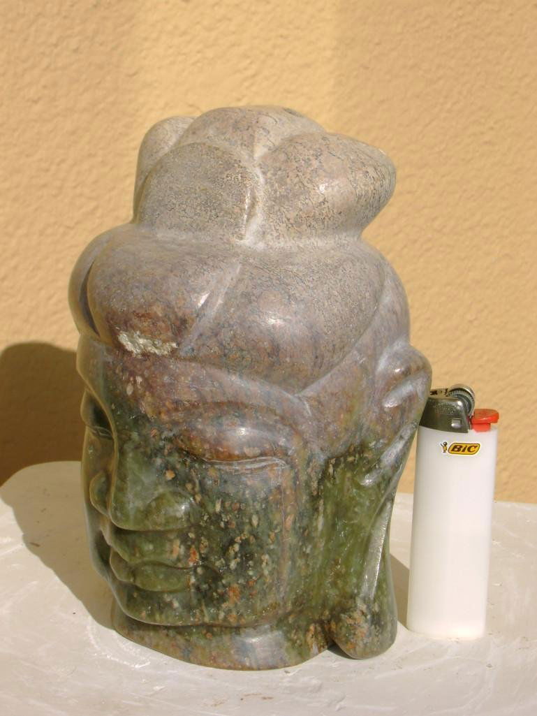 Chinese carved jade Buddha Head, 5 lb., 6.5 inches (1 of 9)