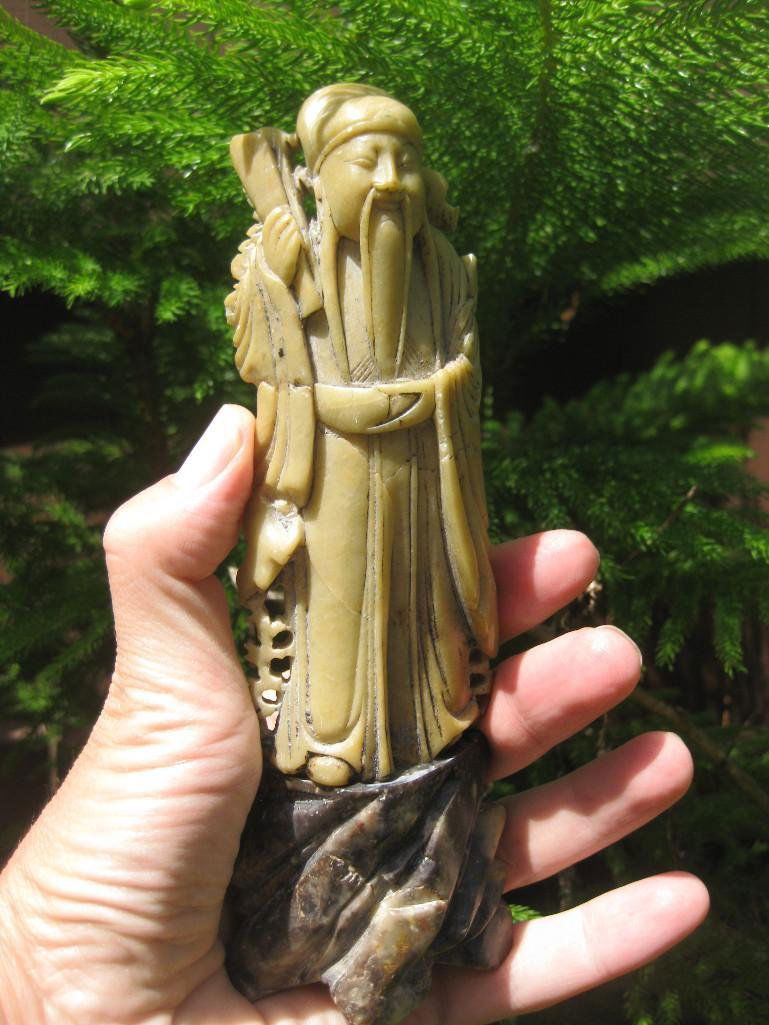 Antique Chinese carved soap stone- Old Philosopher (1 of 8)