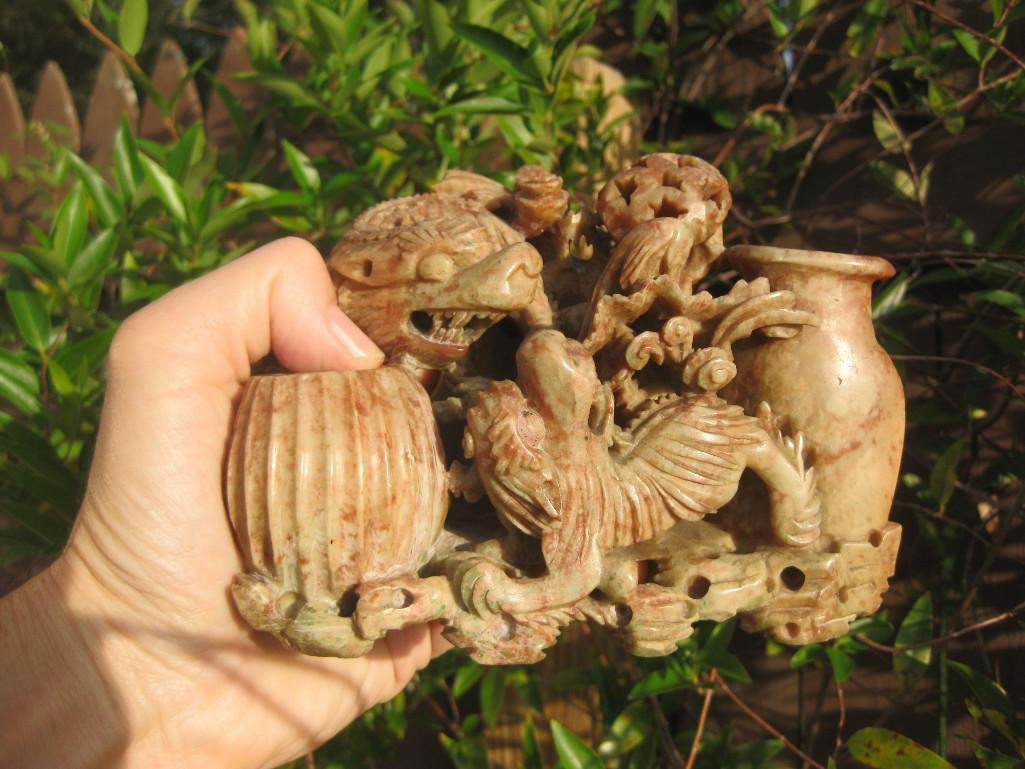 2 vases and 2 dragons: Chinese Carved Soap Stone (1 of 9)